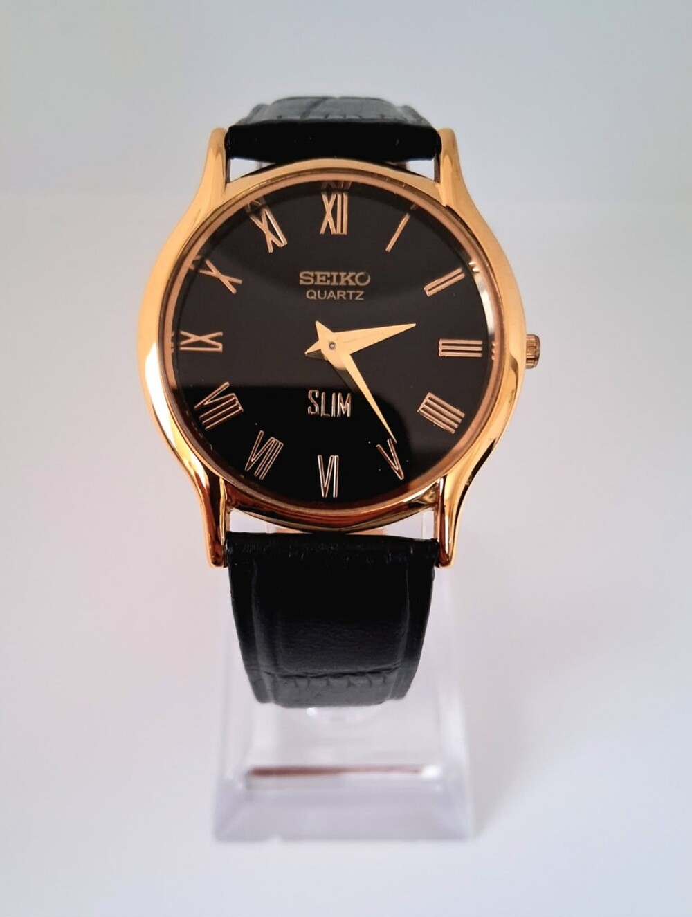 Seiko Super Slim Men's Vintage Leather Wrist Watch RARE